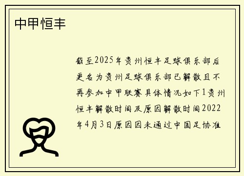 中甲恒丰